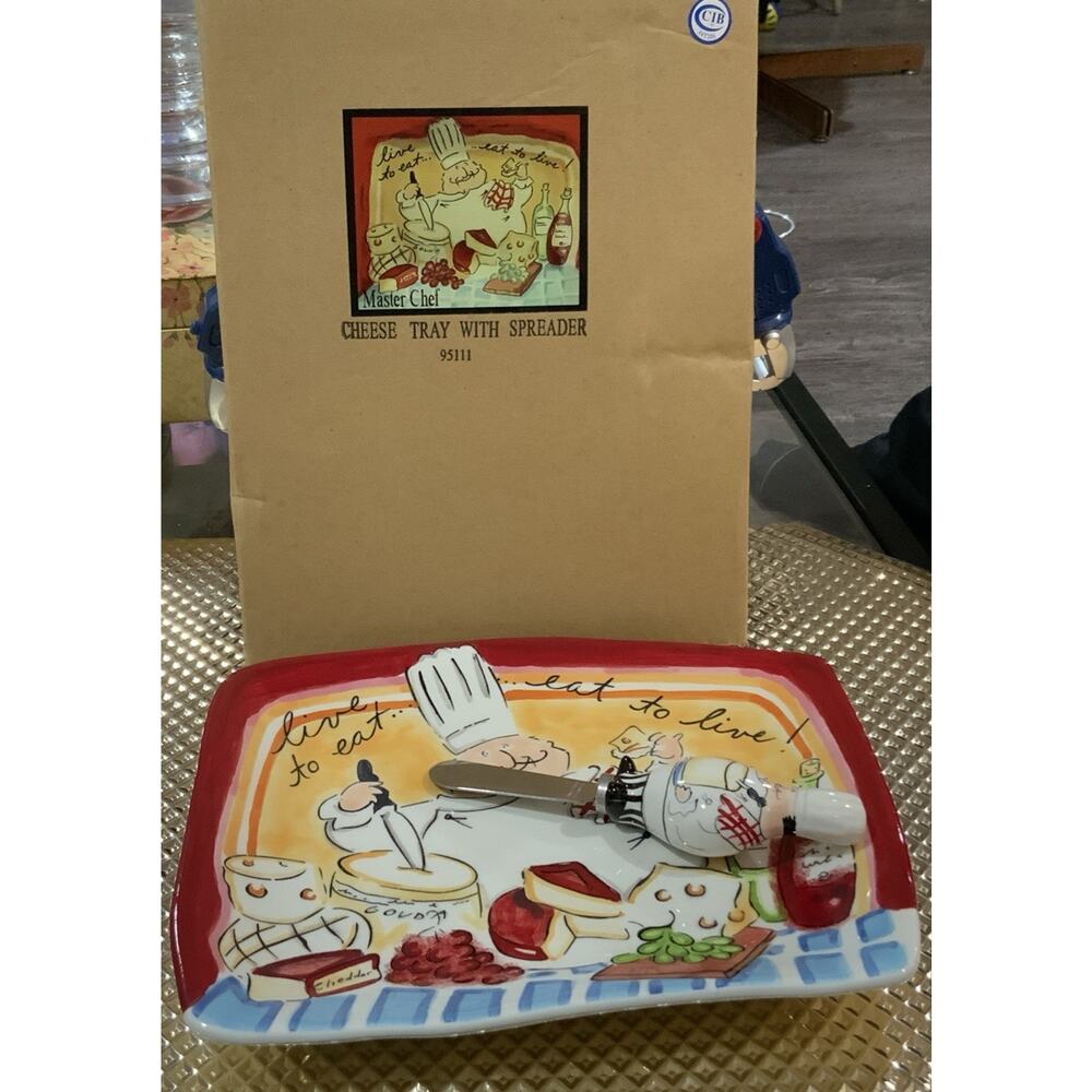 Master Chef Tracy Small 8-1/2" "Live to Eat, Eat to Live" Cheese Tray (SB1)